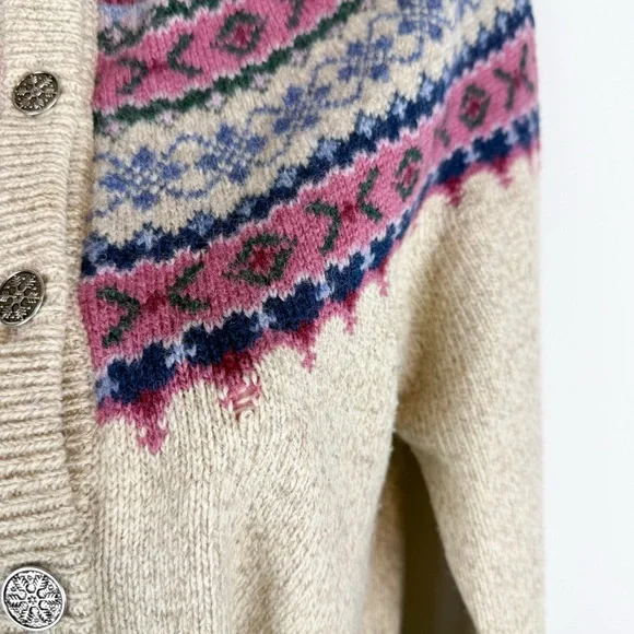 (2) Bundle Vintage Eddie Bauer Wool Fair Isle Cardigan Sweater Size Medium - Picture 12 of 15
